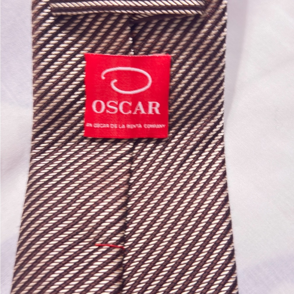 Oscar de la Renta Brown Striped Tie
